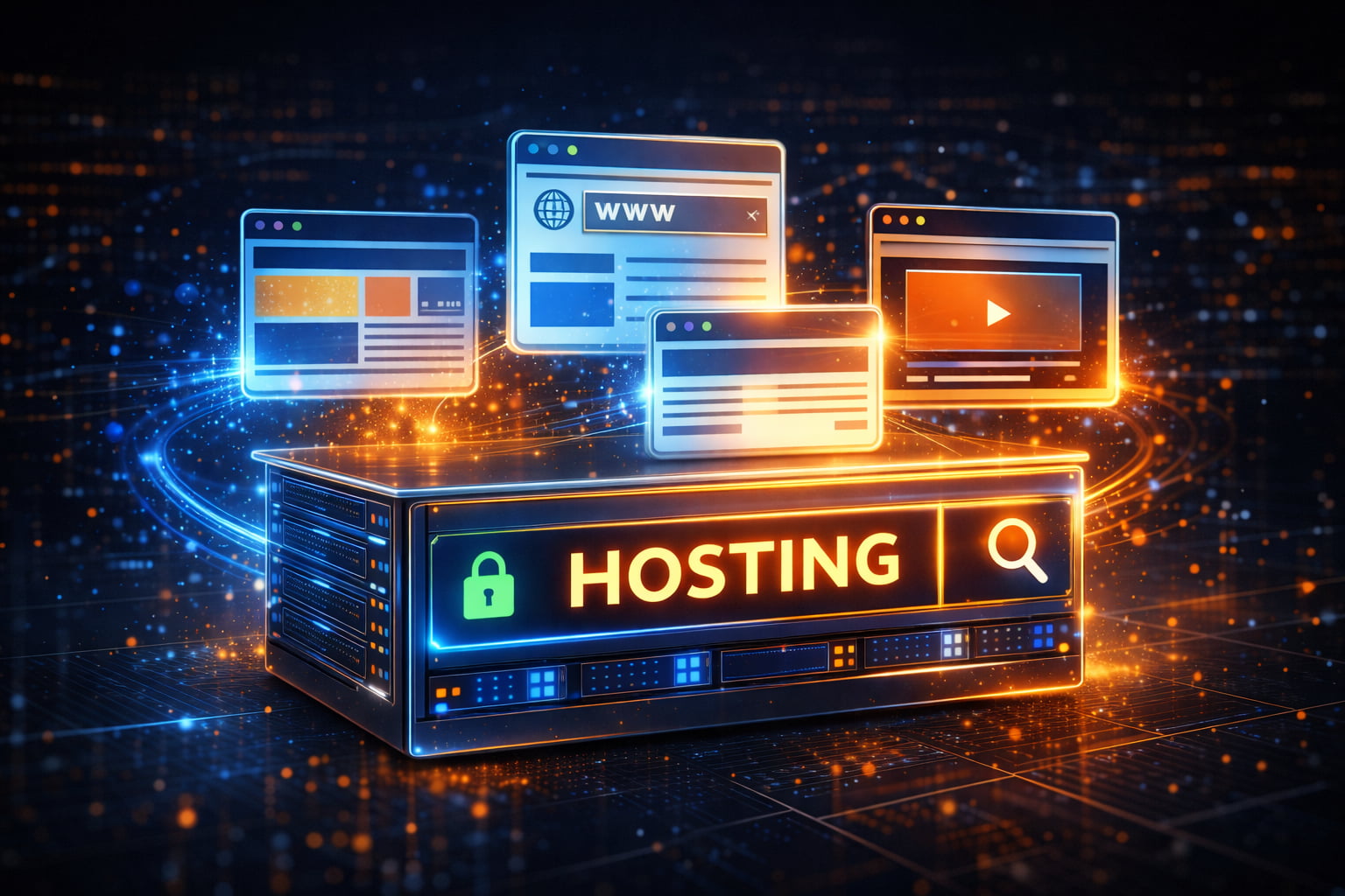 Web hosting sunucu altyapısı ve veri merkezi görseli