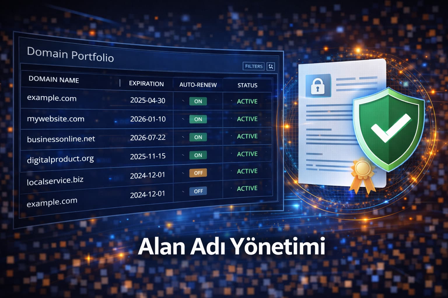 Alan adı domain yönetimi portföy görseli