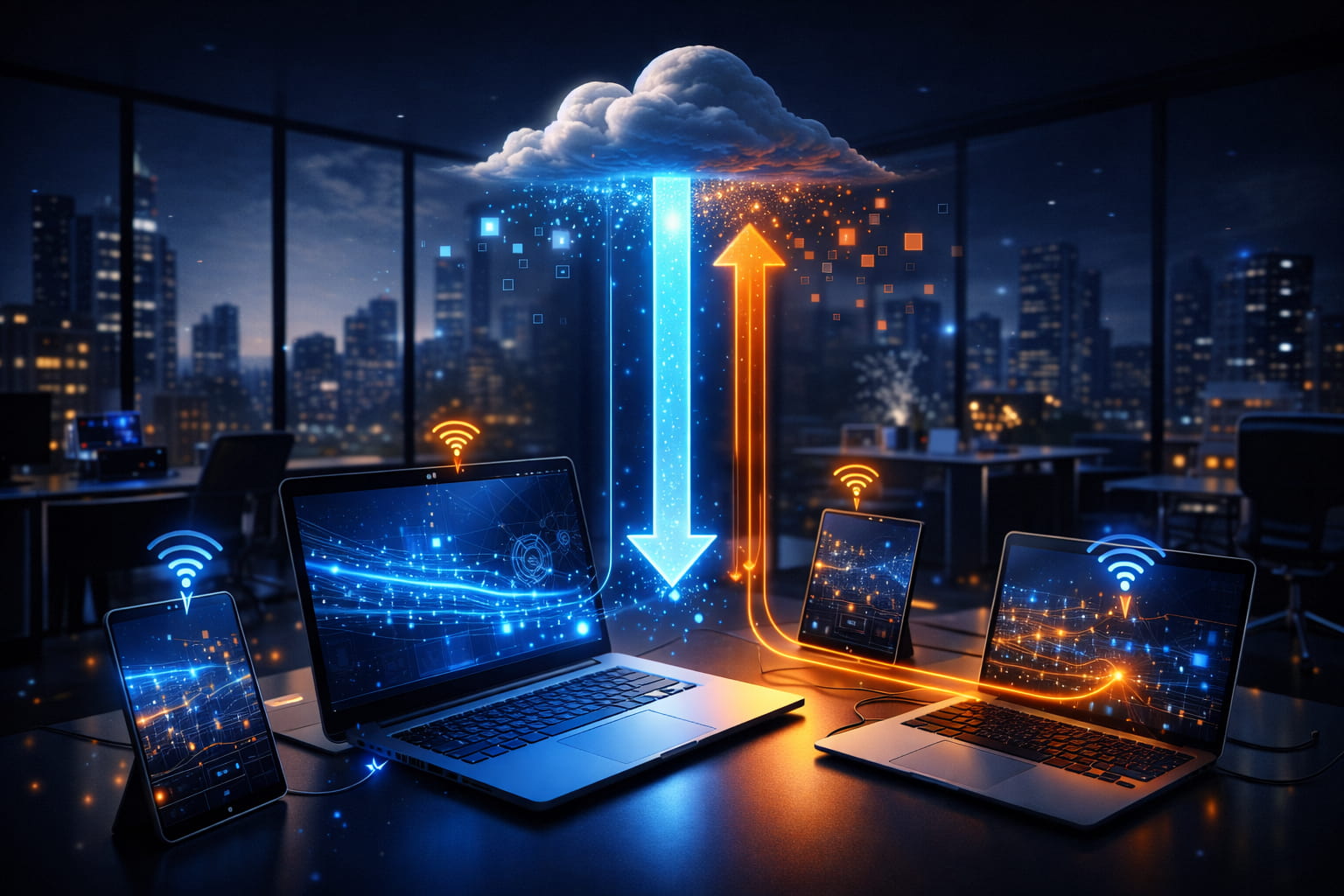 Asimetrik internet geniş bant bağlantı altyapısı görseli