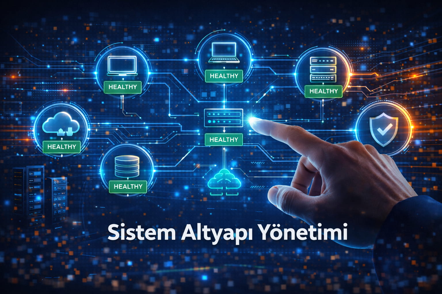 Sistem altyapı yönetimi sunucu veri merkezi görseli